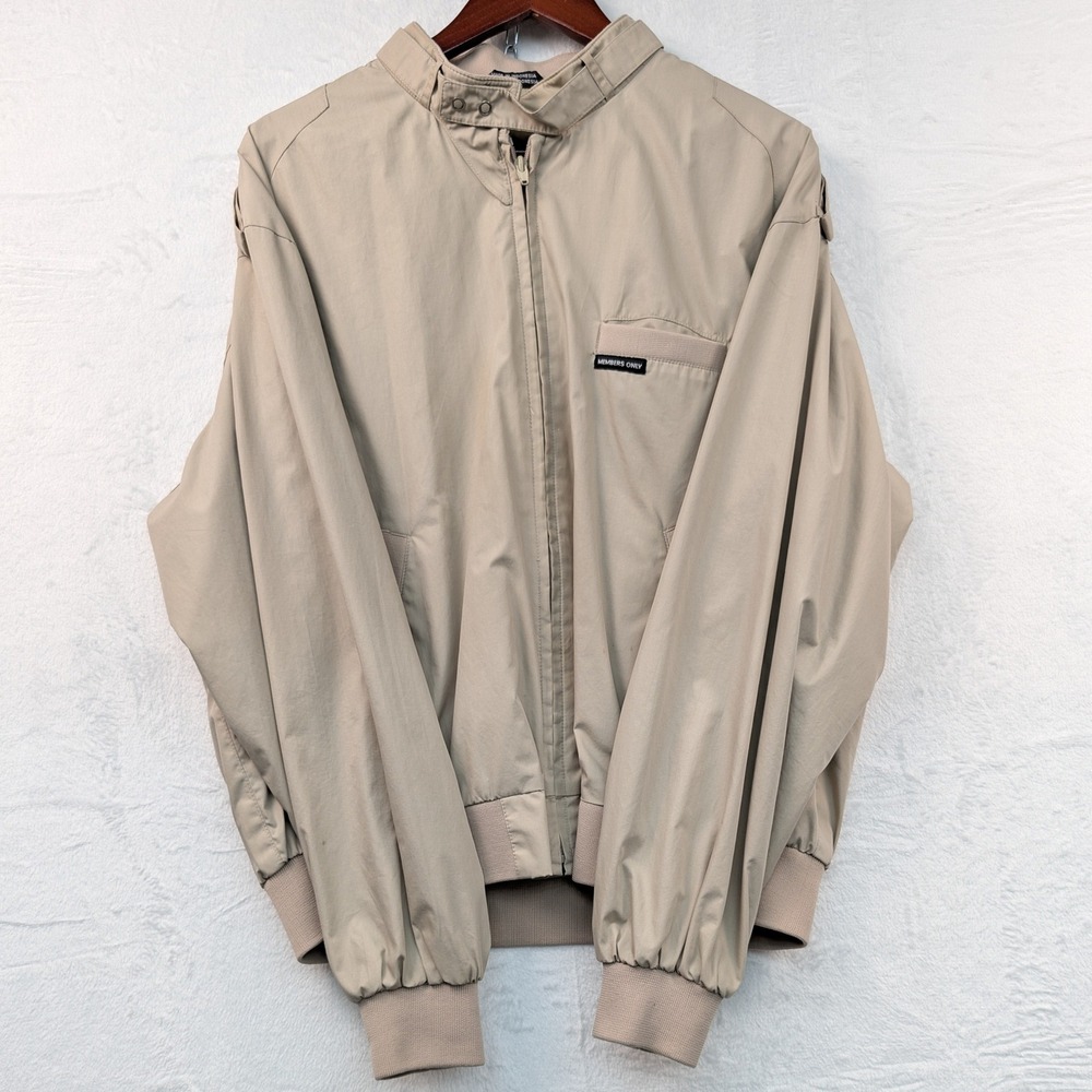 VTG Members Only Bomber Jacket Men's Large Tan Cafe Racer Iconic Minimalist 90s